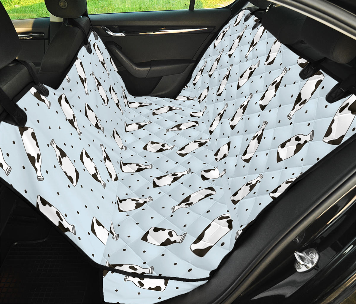 Cow Milk Bottle Pattern Print Pet Car Back Seat Cover