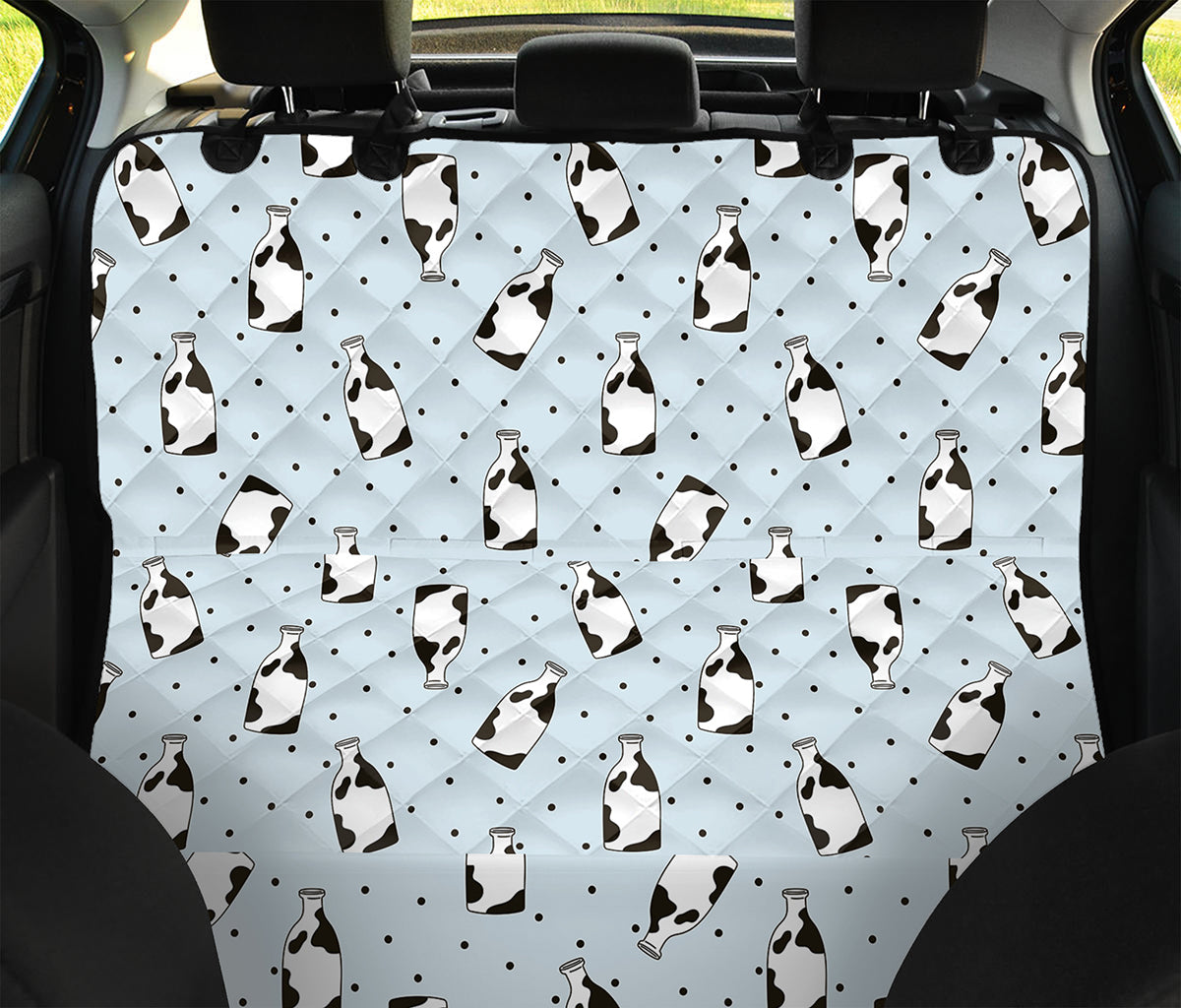 Cow Milk Bottle Pattern Print Pet Car Back Seat Cover