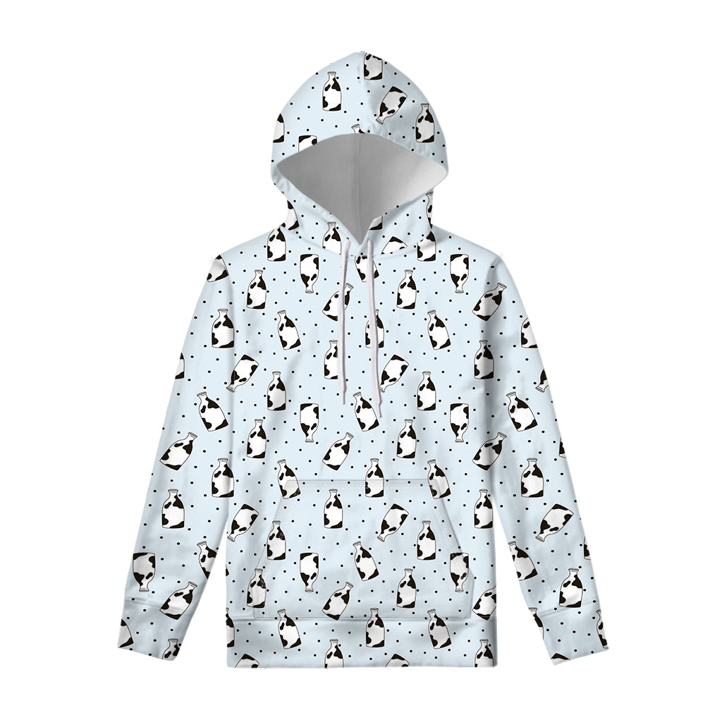 Cow Milk Bottle Pattern Print Pullover Hoodie
