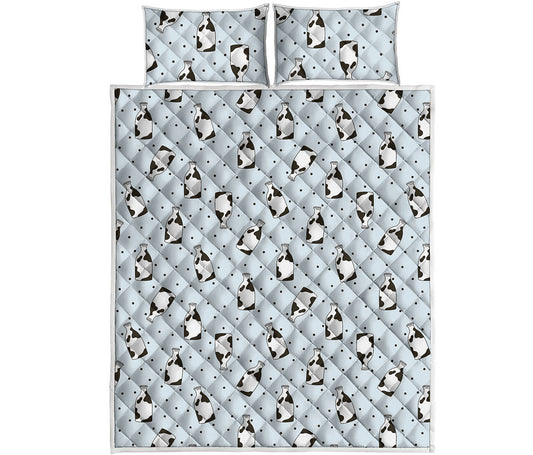 Cow Milk Bottle Pattern Print Quilt Bed Set