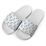 Cow Milk Bottle Pattern Print White Slide Sandals