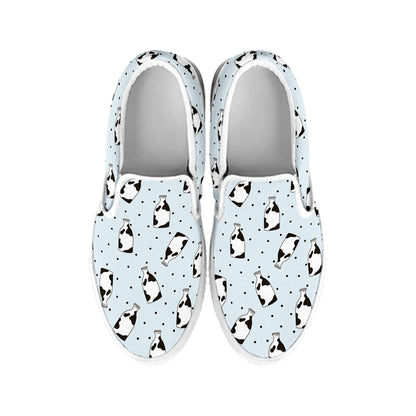 Cow Milk Bottle Pattern Print White Slip On Shoes