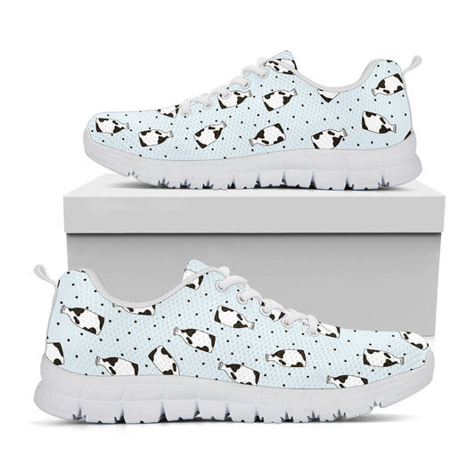Cow Milk Bottle Pattern Print White Sneakers