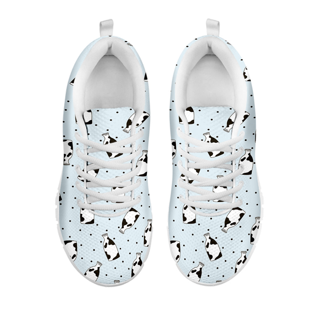 Cow Milk Bottle Pattern Print White Sneakers