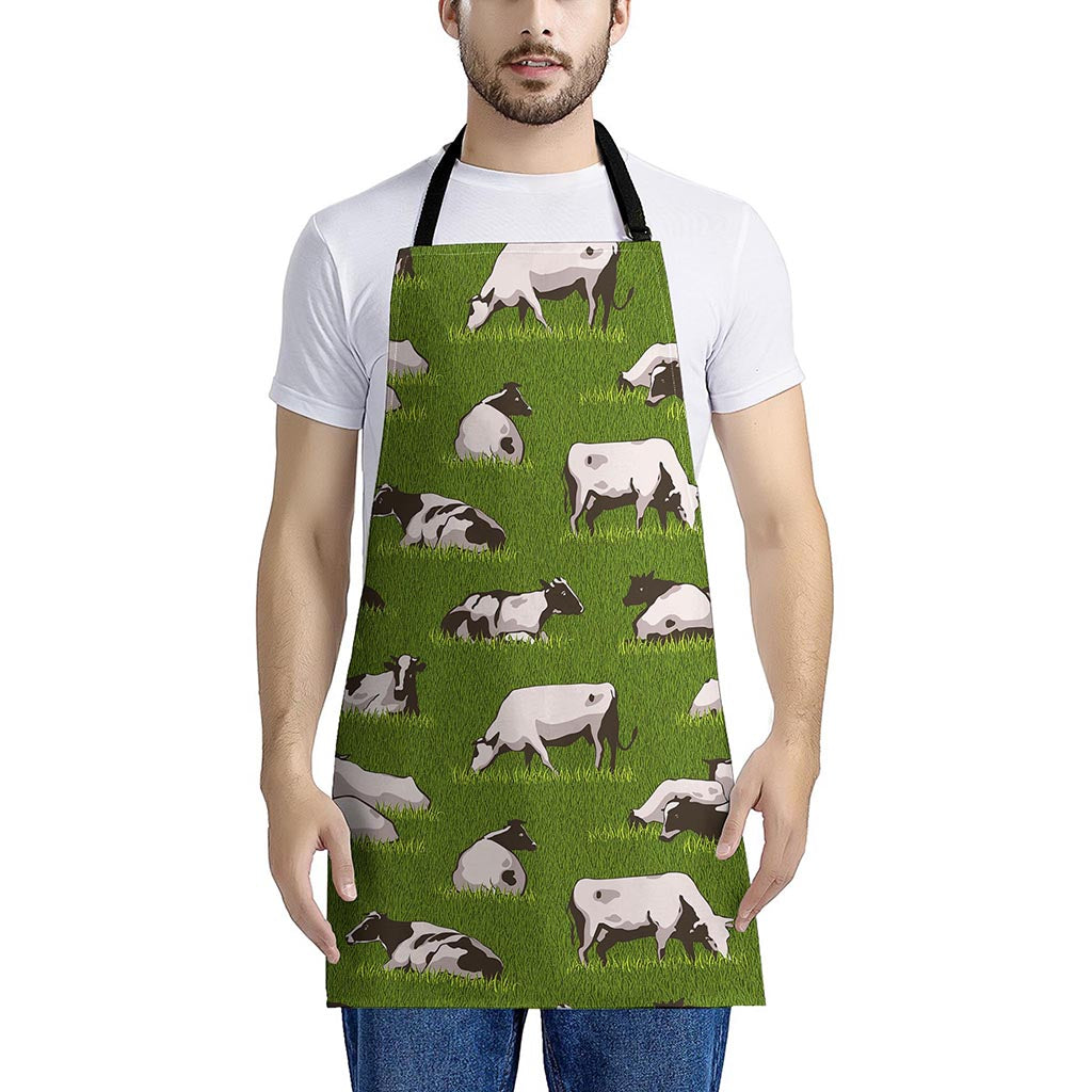 Cow On Green Grass Pattern Print Apron