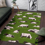 Cow On Green Grass Pattern Print Area Rug GearFrost