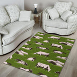 Cow On Green Grass Pattern Print Area Rug GearFrost