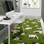 Cow On Green Grass Pattern Print Area Rug GearFrost