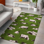 Cow On Green Grass Pattern Print Area Rug GearFrost
