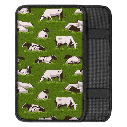 Cow On Green Grass Pattern Print Car Center Console Cover