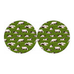 Cow On Green Grass Pattern Print Car Coasters