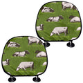 Cow On Green Grass Pattern Print Car Headrest Covers