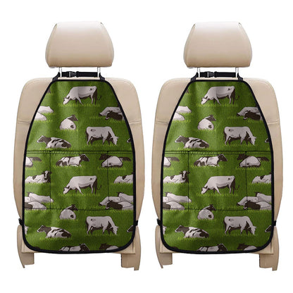 Cow On Green Grass Pattern Print Car Seat Organizers