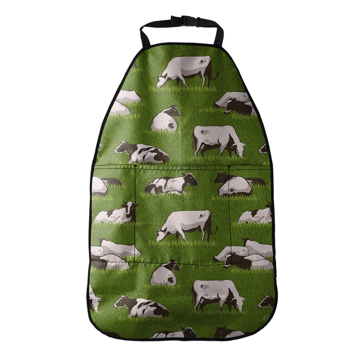 Cow On Green Grass Pattern Print Car Seat Organizers