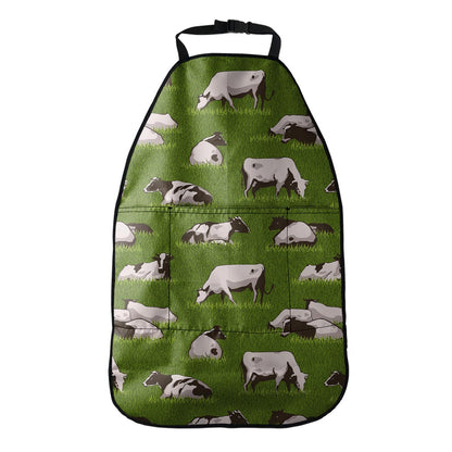 Cow On Green Grass Pattern Print Car Seat Organizers