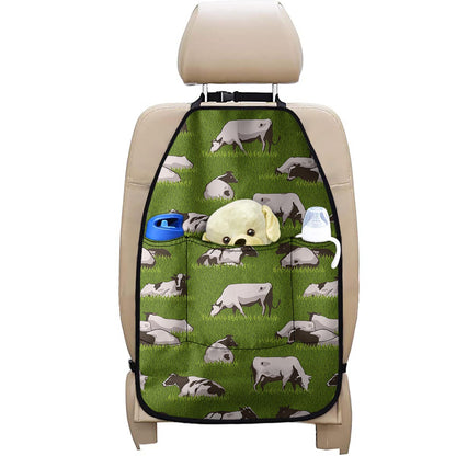 Cow On Green Grass Pattern Print Car Seat Organizers