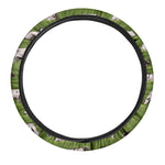 Cow On Green Grass Pattern Print Car Steering Wheel Cover