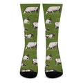 Cow On Green Grass Pattern Print Crew Socks
