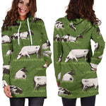 Cow On Green Grass Pattern Print Hoodie Dress GearFrost