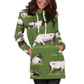 Cow On Green Grass Pattern Print Pullover Hoodie Dress