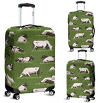 Cow On Green Grass Pattern Print Luggage Cover GearFrost