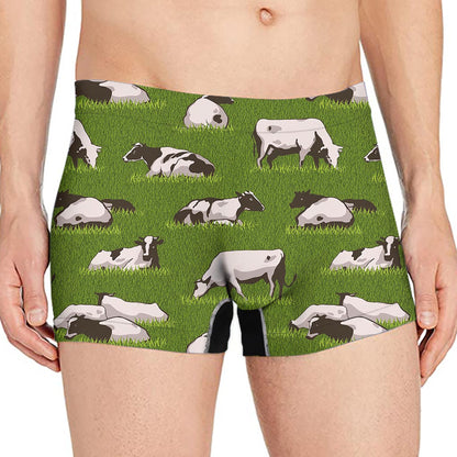 Cow On Green Grass Pattern Print Men's Boxer Briefs