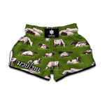 Cow On Green Grass Pattern Print Muay Thai Boxing Shorts