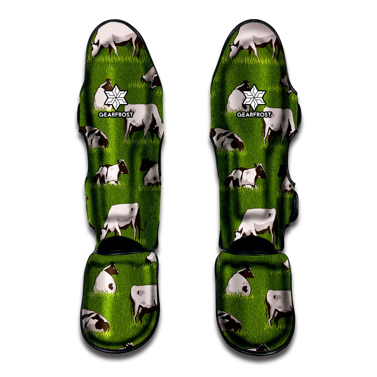 Cow On Green Grass Pattern Print Muay Thai Shin Guard