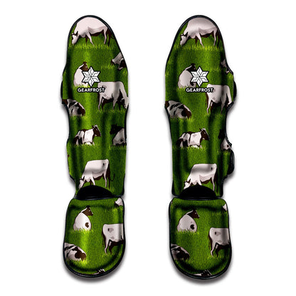 Cow On Green Grass Pattern Print Muay Thai Shin Guard