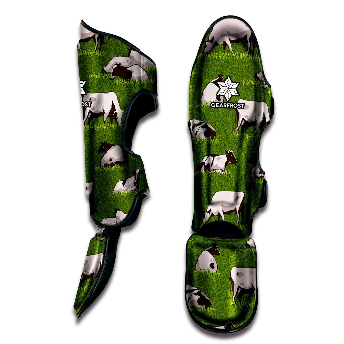 Cow On Green Grass Pattern Print Muay Thai Shin Guard