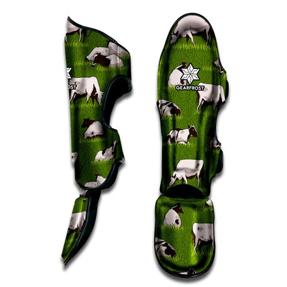 Cow On Green Grass Pattern Print Muay Thai Shin Guard