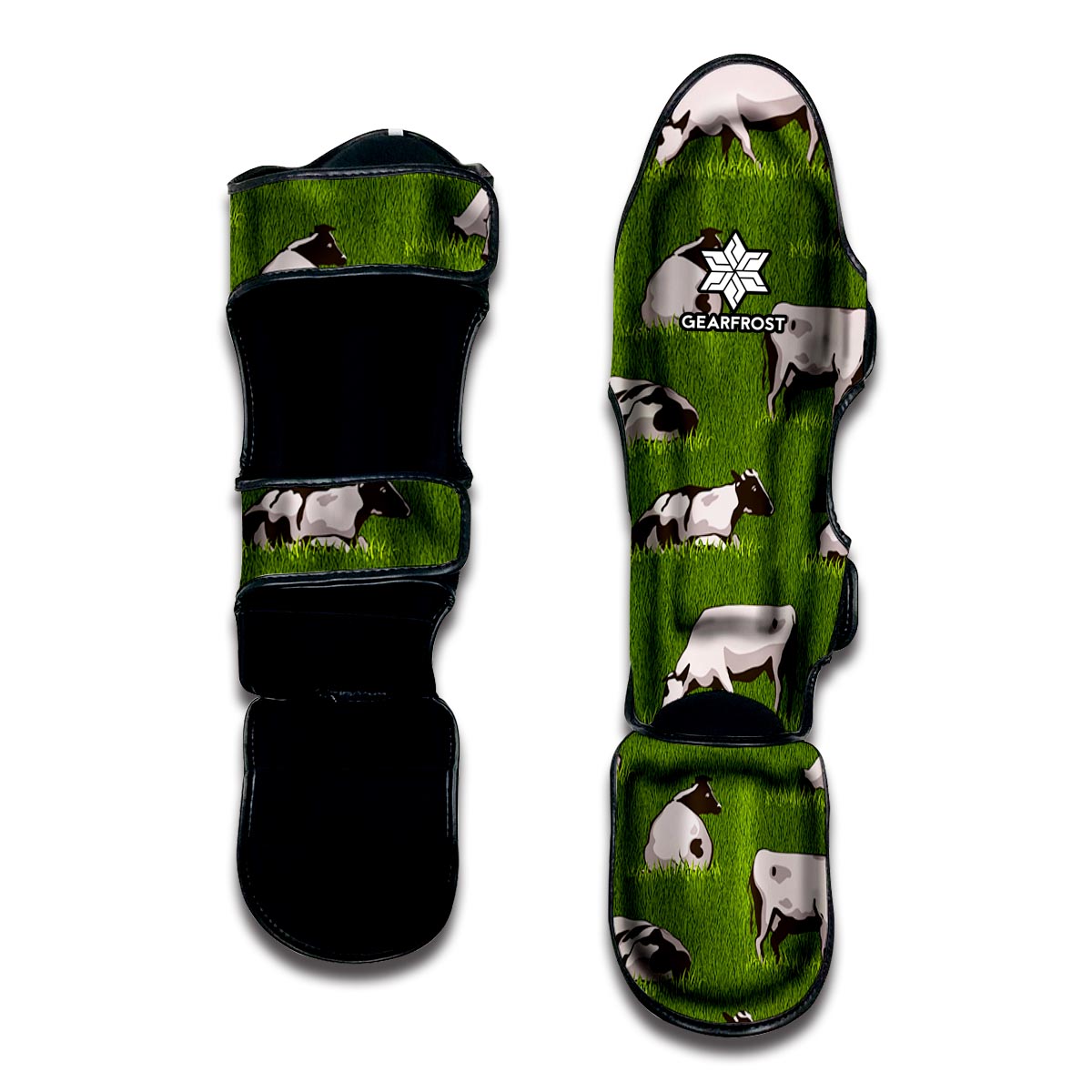 Cow On Green Grass Pattern Print Muay Thai Shin Guard