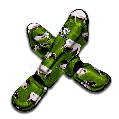 Cow On Green Grass Pattern Print Muay Thai Shin Guard