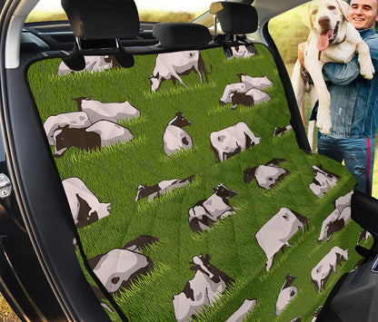 Cow On Green Grass Pattern Print Pet Car Back Seat Cover