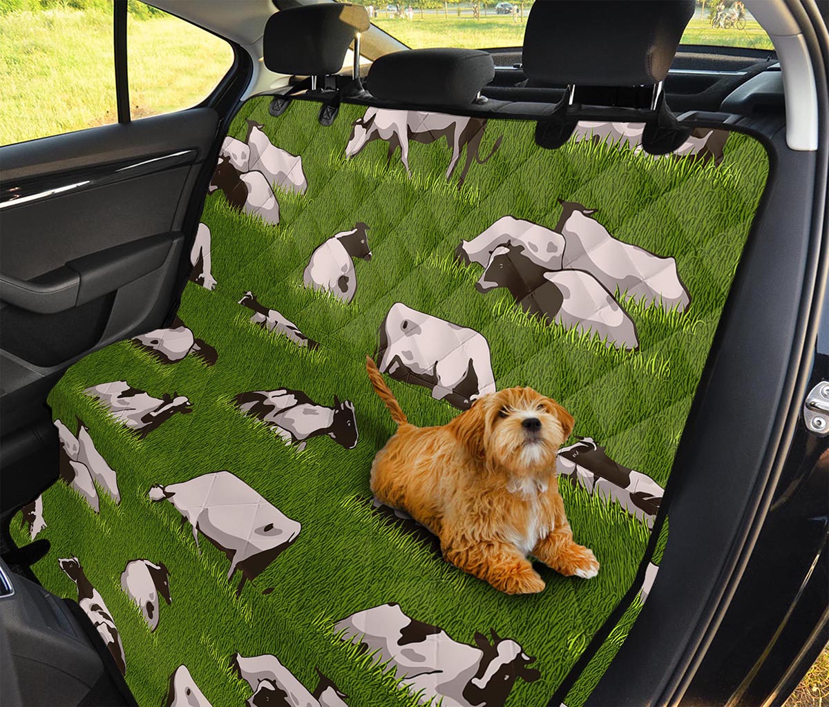 Cow On Green Grass Pattern Print Pet Car Back Seat Cover
