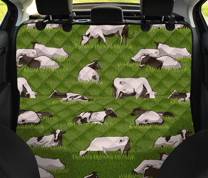 Cow On Green Grass Pattern Print Pet Car Back Seat Cover