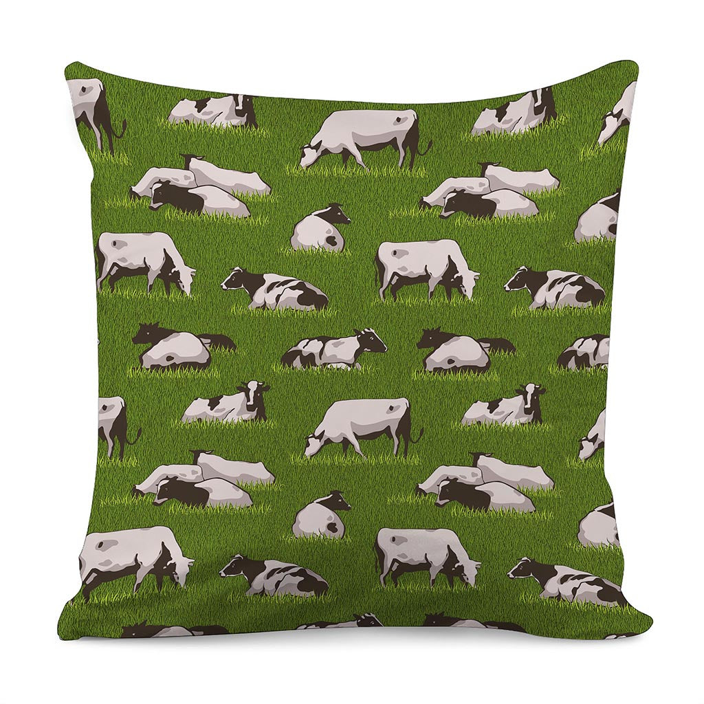 Cow On Green Grass Pattern Print Pillow Cover