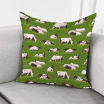 Cow On Green Grass Pattern Print Pillow Cover