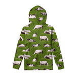 Cow On Green Grass Pattern Print Pullover Hoodie