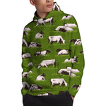 Cow On Green Grass Pattern Print Pullover Hoodie