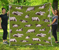 Cow On Green Grass Pattern Print Quilt