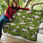 Cow On Green Grass Pattern Print Quilt