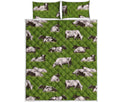 Cow On Green Grass Pattern Print Quilt Bed Set