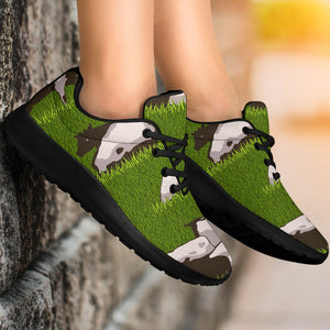 Cow On Green Grass Pattern Print Sport Shoes GearFrost