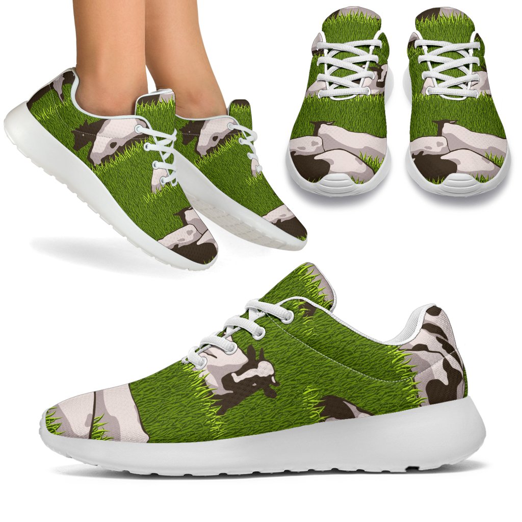 Cow On Green Grass Pattern Print Sport Shoes GearFrost