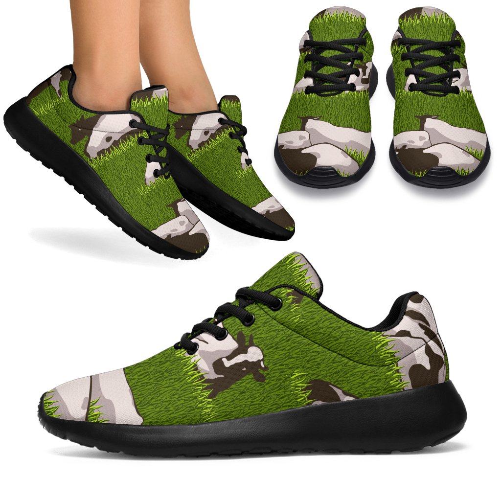 Cow On Green Grass Pattern Print Sport Shoes GearFrost