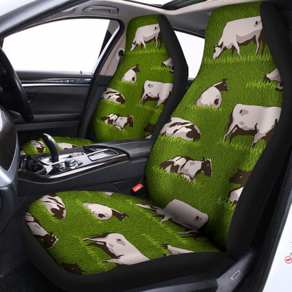 Cow On Green Grass Pattern Print Universal Fit Car Seat Covers