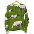 Cow On Green Grass Pattern Print Women's Crewneck Sweatshirt