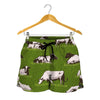 Cow On Green Grass Pattern Print Women's Shorts