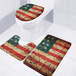 Cracked American Flag Print 3 Piece Bath Mat Set